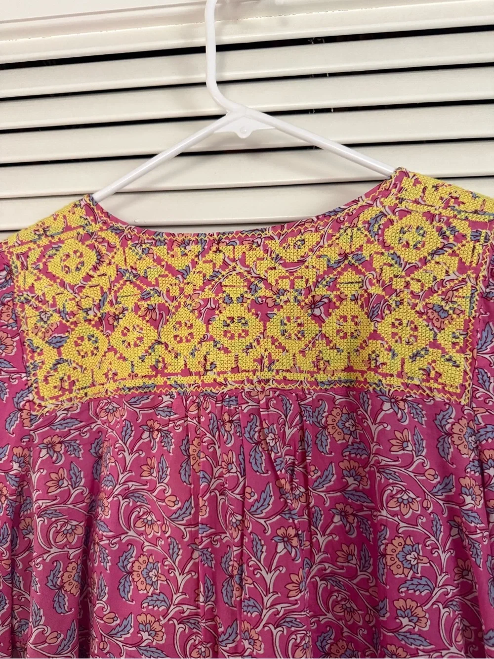 J. Crew Pink Floral Embroidered Yoke Peasant Blouse❗️